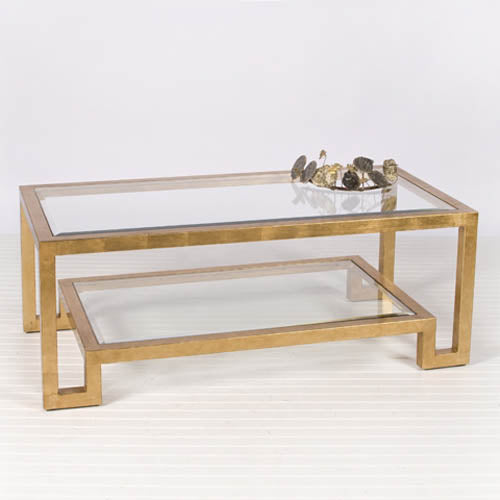 Worlds Away - Winston Coffee Table In Gold Leaf - WINSTON G