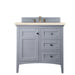 James Martin Furniture - Palisades 36" Single Vanity, Silver Gray, w- 3 CM Eternal Marfil Quartz Top - 527-V36-SL-3EMR - GreatFurnitureDeal
