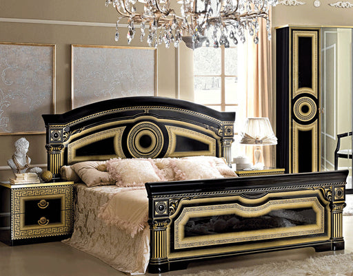 ESF Furniture - Aida 3 Piece Bedroom Eastern King Panel Bed Set in Black-Gold - AIDABEDK.SBLACK-GOLD-3SET - GreatFurnitureDeal