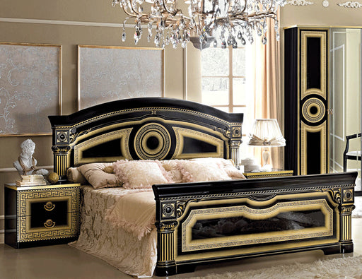 ESF Furniture - Aida 3 Piece Bedroom Queen Panel Bed Set in Black-Gold - AIDABEDQ.SBLACK-GOLD-3SET - GreatFurnitureDeal