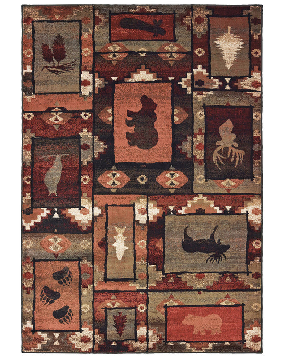 Oriental Weavers - Woodlands Brown/ Rust Area Rug - 9601D - GreatFurnitureDeal