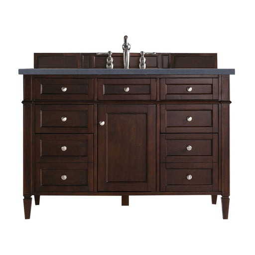 James Martin Furniture - Brittany 48" Burnished Mahogany Single Vanity w- 3 CM Charcoal Soapstone Quartz Top - 650-V48-BNM-3CSP - GreatFurnitureDeal