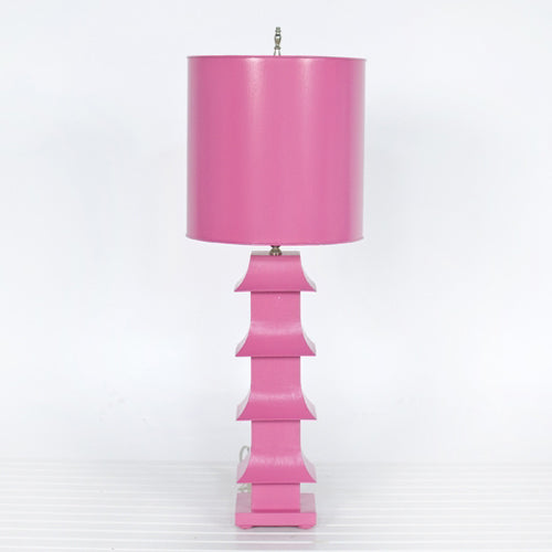 Worlds Away -  Pagoda Hot Pink Tole Table Lamp - LMPHPI