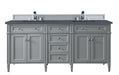 James Martin Furniture - Brittany 72" Urban Gray Double Vanity w- 3 CM Charcoal Soapstone Quartz Top - 650-V72-UGR-3CSP - GreatFurnitureDeal