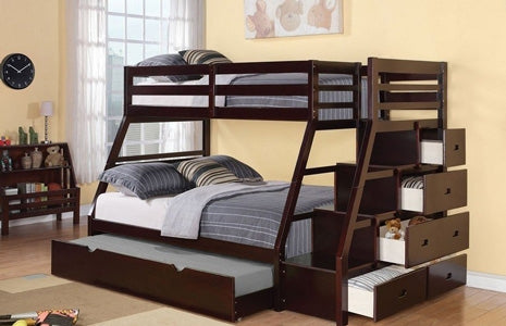 Acme Furniture - Jason Twin Over Full Bunk Bed With Storage Ladder And Trundle In Espresso - 37015 - GreatFurnitureDeal