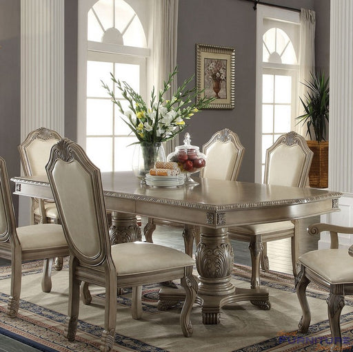 Acme Furniture - Chateau De Ville Antique White Double Pedestal Dining Table - 64065 - GreatFurnitureDeal