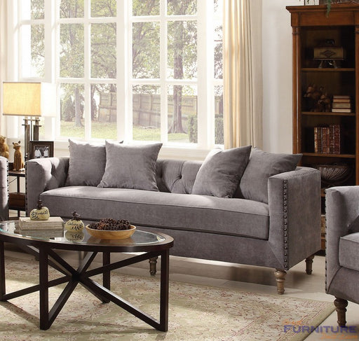 Acme Furniture - Vanora Classic Gray Fabric Sofa - 53580 - GreatFurnitureDeal