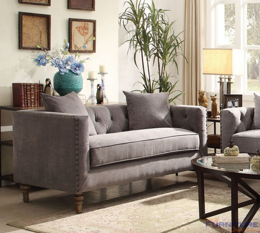 Acme Furniture - Vanora Classic Gray Fabric Loveseat - 53581 - GreatFurnitureDeal