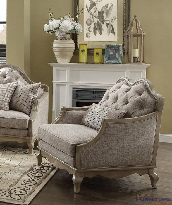 Acme Furniture - Chelmsford Antique Taupe Beige Fabric Chair - 56052