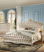 Acme Furniture - Chantelle Eastern King Bed, Rose Gold PU & Pearl White - 23537EK - GreatFurnitureDeal