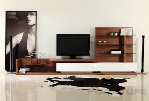 Vig Furniture - Modrest Jefferson Modern Walnut and White High Gloss TV Unit - VGBB662N-WAL - GreatFurnitureDeal