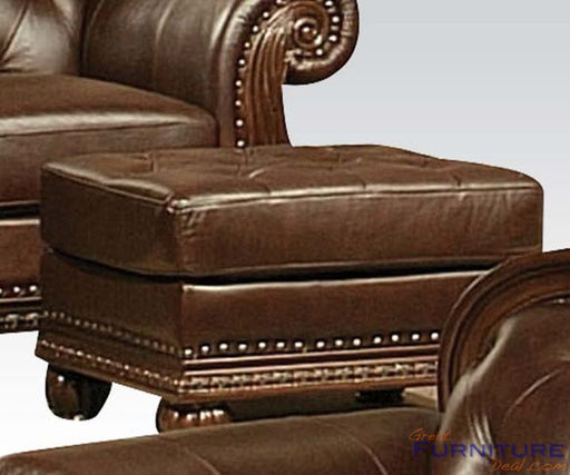Acme Furniture - Anondale Top Grain Leather Ottoman in Espresso - 15034 - GreatFurnitureDeal
