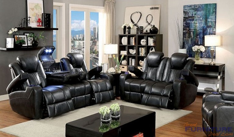 Furniture of America - Zaurak Sofa in Black - CM6291-SF