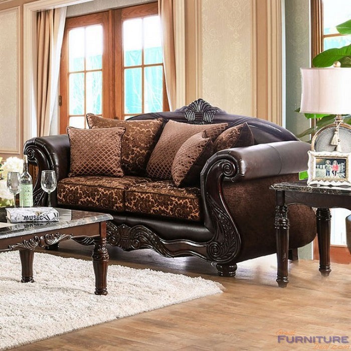 Furniture of America - Elpis Loveseat in Brown - SM6404-LV - GreatFurnitureDeal