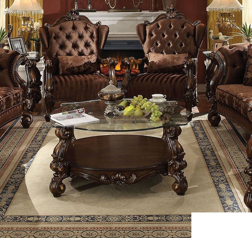 Acme Furniture - Versailles Coffee Table, Cherry Oak & Clear Glass - 82080 - GreatFurnitureDeal