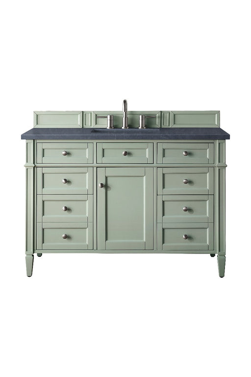 James Martin Furniture - Brittany 48" Sage Green Single Vanity w- 3 CM Charcoal Soapstone Quartz Top - 650-V48-SGR-3CSP - GreatFurnitureDeal