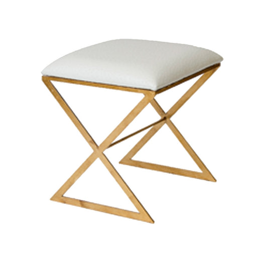 Worlds Away - "X" Side Stool in White Faux Ostrich Top - X SIDE GUO - GreatFurnitureDeal
