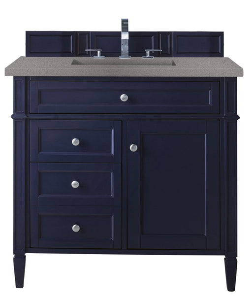 James Martin Furniture - Brittany 36" Victory Blue Single Vanity w- 3 CM Grey Expo Quartz Top - 650-V36-VBL-3GEX - GreatFurnitureDeal