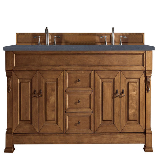 James Martin Furniture - Brookfield 72" Country Oak Double Vanity w- 3 CM Charcoal Soapstone Quartz Top - 147-114-5771-3CSP - GreatFurnitureDeal