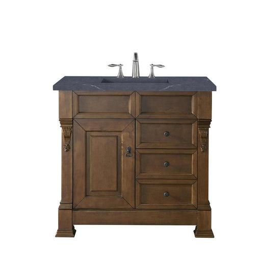 James Martin Furniture - Brookfield 36" Country Oak Single Vanity  w- 3 CM Charcoal Soapstone Quartz Top - 147-114-5576-3CSP - GreatFurnitureDeal
