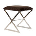 Worlds Away - X Side Stool with Upholstered Brown Velvet Top In Nickel Plated - X SIDE NU