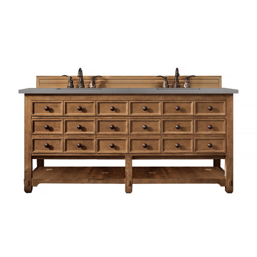 James Martin Furniture - Malibu 72" Double Vanity Cabinet, Honey Alder, w- 3 CM Grey Expo Quartz Top - 500-V72-HON-3GEX - GreatFurnitureDeal