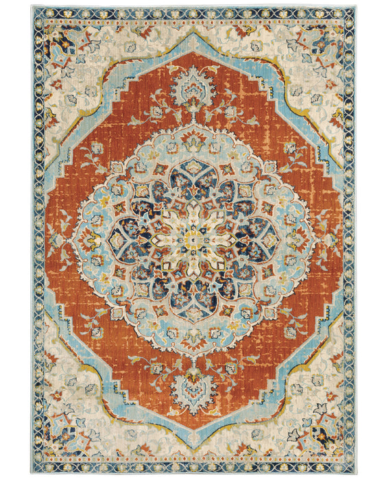 Oriental Weavers - Xanadu Orange/ Blue Area Rug - 1332Q - GreatFurnitureDeal