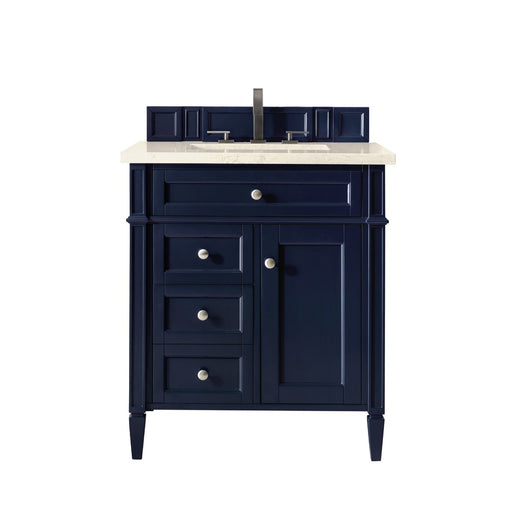 James Martin Furniture - Brittany 30" Single Vanity, Victory Blue w- 3 CM Eternal Marfil Quartz Top - 650-V30-VBL-3EMR - GreatFurnitureDeal