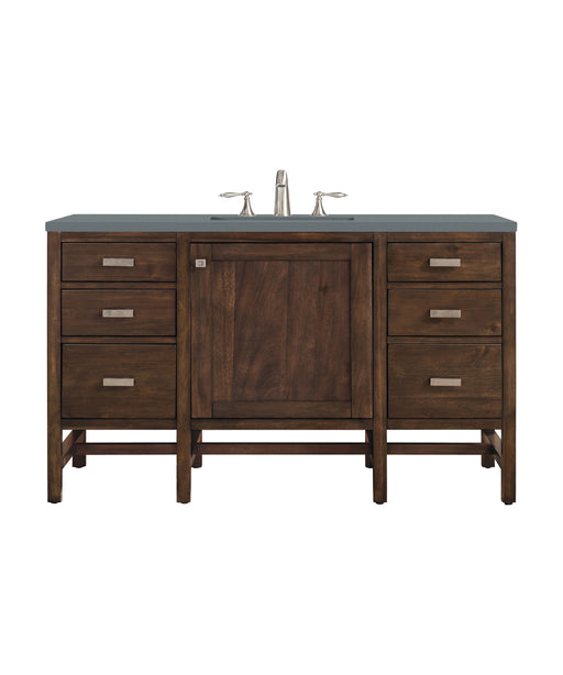 James Martin Furniture - Addison 48" Single Vanity Cabinet, Mid Century Acacia, w/ 3 CM Cala Blue Quartz Top - E444-V48-MCA-3CBL - GreatFurnitureDeal
