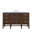 James Martin Furniture - Addison 48" Single Vanity Cabinet, Mid Century Acacia, w/ 3 CM Cala Blue Quartz Top - E444-V48-MCA-3CBL - GreatFurnitureDeal
