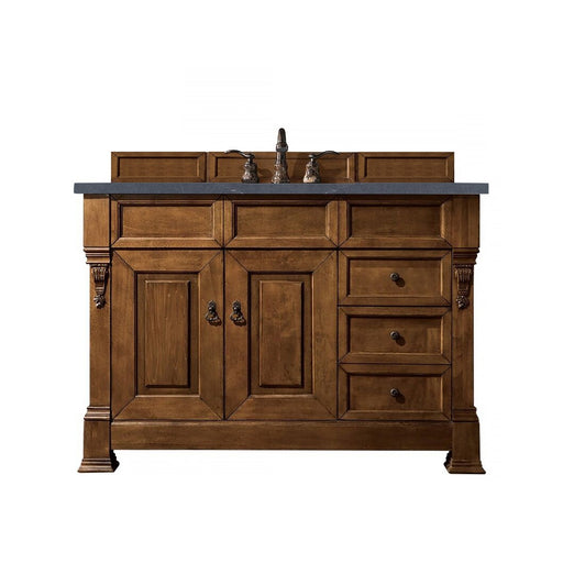 James Martin Furniture - Brookfield 48" Country Oak Single Vanity  w- 3 CM Charcoal Soapstone Quartz Top - 147-114-5276-3CSP - GreatFurnitureDeal