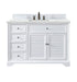 James Martin Furniture - Savannah 48" Single Vanity Cabinet, Bright White, w/ 3 CM Ethereal Noctis Quartz Top - 238-104-V48-BW-3ENC - GreatFurnitureDeal