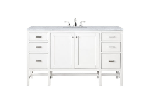 James Martin Furniture - Addison 60" Single Vanity Cabinet , Glossy White, w- 3 CM Carrara White Top - E444-V60S-GW-3CAR - GreatFurnitureDeal
