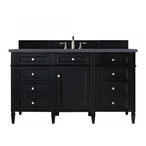 James Martin Furniture - Brittany 60" Single Vanity, Black Onyx, w- 3 CM Charcoal Soapstone Quartz Top - 650-V60S-BKO-3CSP - GreatFurnitureDeal