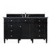 James Martin Furniture - Brittany 60" Single Vanity, Black Onyx, w- 3 CM Charcoal Soapstone Quartz Top - 650-V60S-BKO-3CSP - GreatFurnitureDeal