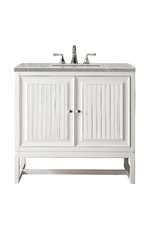 James Martin Furniture - Athens 36" Single Vanity Cabinet, Glossy White, w- 3 CM Eternal Serena Top - E645-V36-GW-3ESR - GreatFurnitureDeal