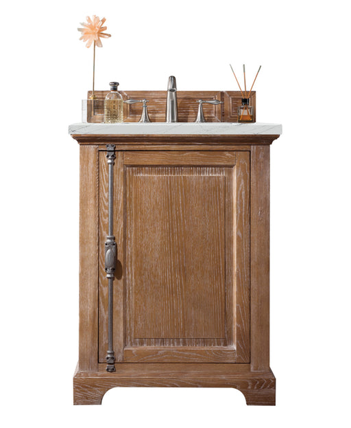 James Martin Furniture - Providence 26" Single Vanity Cabinet, Driftwood, w/ 3 CM Ethereal Noctis Quartz Top - 238-105-V26-DRF-3ENC - GreatFurnitureDeal