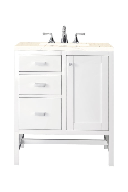 James Martin Furniture - Addison 30" Single Vanity Cabinet, Glossy White, w- 3 CM Eternal Marfil Top - E444-V30-GW-3EMR - GreatFurnitureDeal