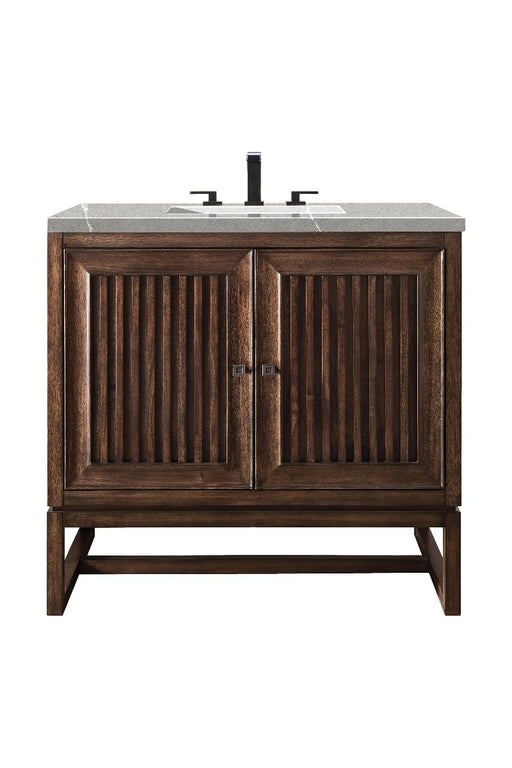 James Martin Furniture - Athens 36" Single Vanity Cabinet, Mid Century Acacia, w- 3 CM Eternal Serena Top - E645-V36-MCA-3ESR - GreatFurnitureDeal