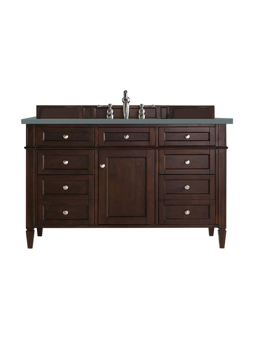 James Martin Furniture - Brittany 48" Burnished Mahogany Single Vanity w/ 3 CM Cala Blue Quartz Top - 650-V48-BNM-3CBL - GreatFurnitureDeal