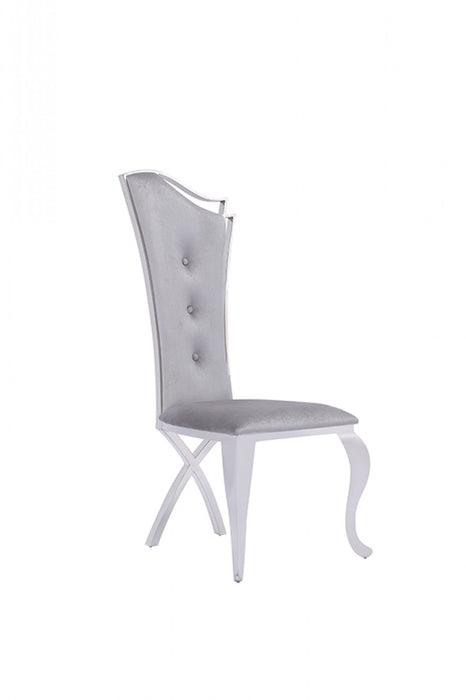 VIG Furniture - Modrest Bonnie Modern Grey Velvet & Stainless Steel Dining Chair (Set of 2) - VGZAY906-1-GRYBT