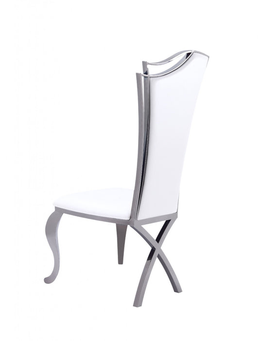 VIG Furniture - Modrest Bonnie Transitional White Leatherette & Black Stainless Steel Dining Chair (Set of 2) - VGZAY906-WHT