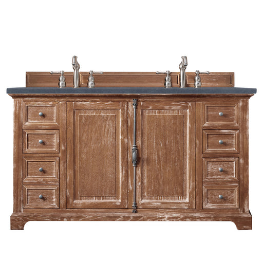 James Martin Furniture - Providence 60" Double Vanity Cabinet, Driftwood, w- 3 CM Charcoal Soapstone Quartz Top - 238-105-5611-3CSP - GreatFurnitureDeal