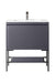 James Martin Furniture - Milan 31.5" Single Vanity Cabinet, Modern Grey Glossy, Matte Black w-Glossy White Composite Top - 801V31.5MGGMBKGW - GreatFurnitureDeal