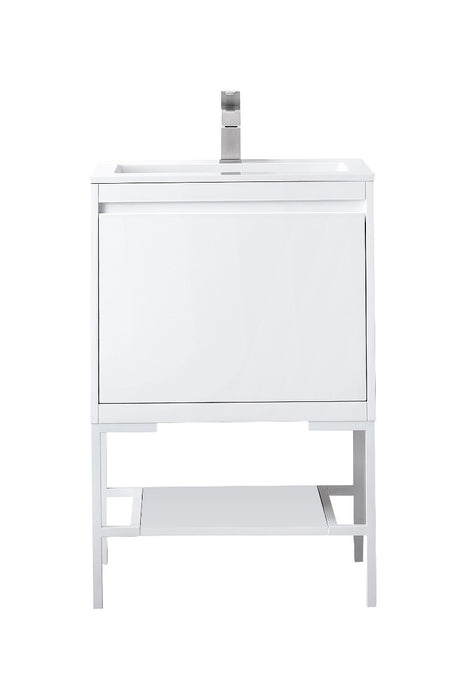 James Martin Furniture - Milan 23.6" Single Vanity Cabinet, Glossy White, Glossy White w-Glossy White Composite Top - 801V23.6GWGWGW - GreatFurnitureDeal