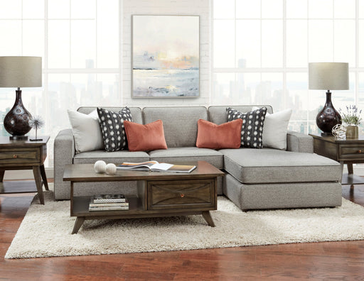 Southern Home Furnishings - Sectional Sofa w- Right Facing Chaise in Monroe Ash Grey Fabric - 2061-21L, 26R Monroe Ash - GreatFurnitureDeal