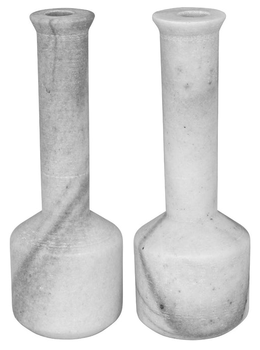 NOIR Furniture - Markos Decorative Candle Holder, Set of 2, White Marble - YT0717-15WH - GreatFurnitureDeal