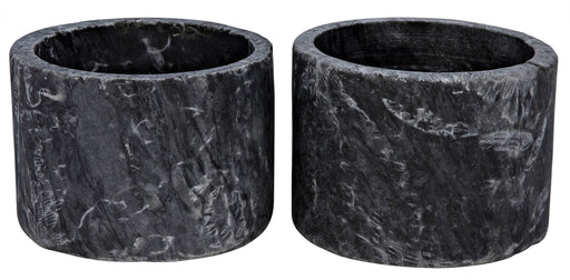 NOIR Furniture - Syma Decorative Candle Holder, Set of 2, Black Marble - YT0717-6BL - GreatFurnitureDeal