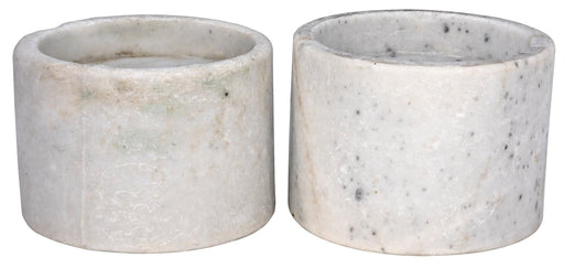 NOIR Furniture - Syma Decorative Candle Holder, Set of 2, White Marble - YT0717-6WH - GreatFurnitureDeal