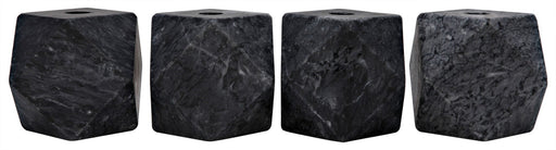 NOIR Furniture - Polyhedron Decorative Candle Holder, Set of 4, Black Marble - YT0717-7BL - GreatFurnitureDeal